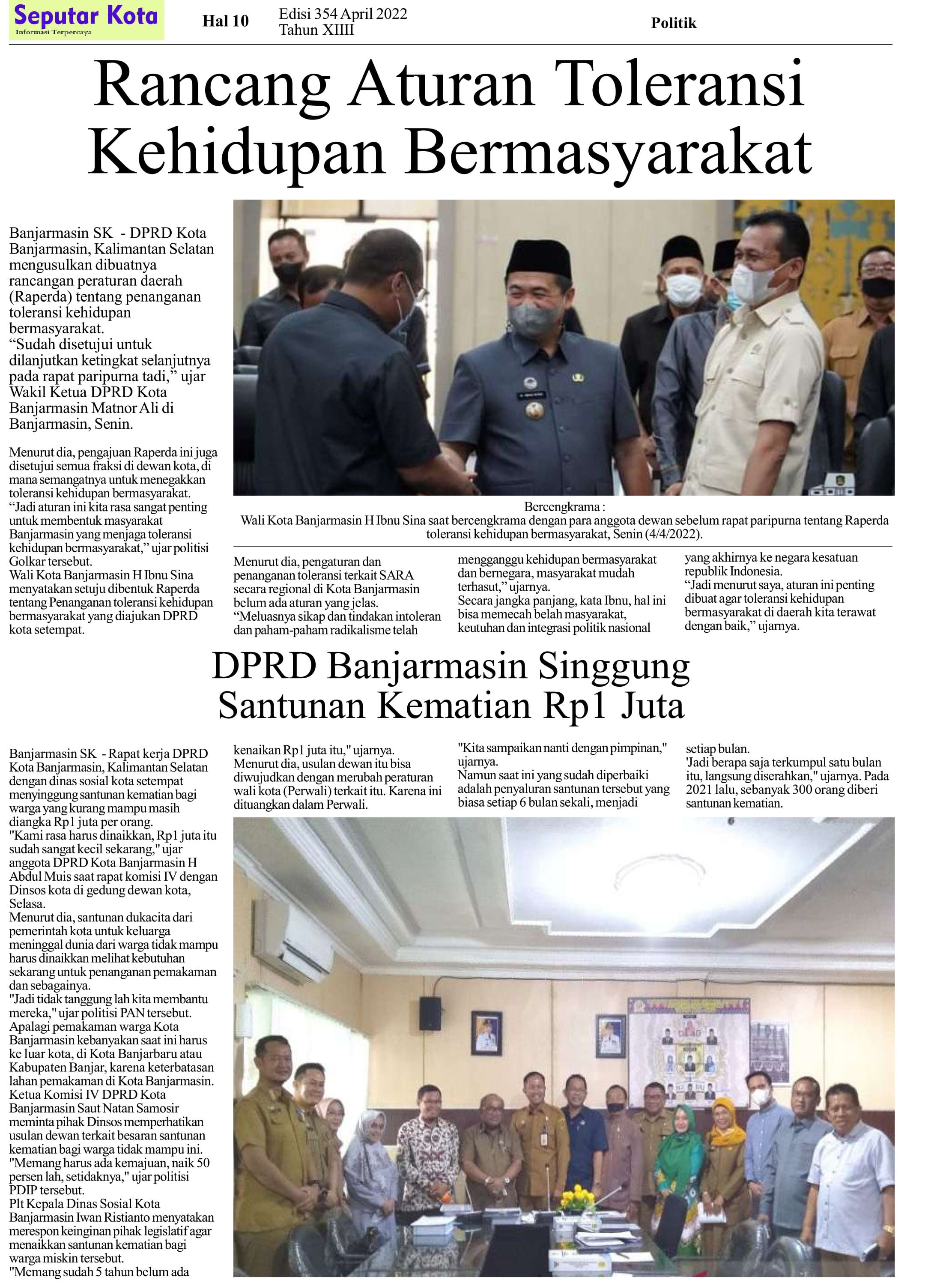 SEPUTAR KOTA HAL 10 APRIL 2022