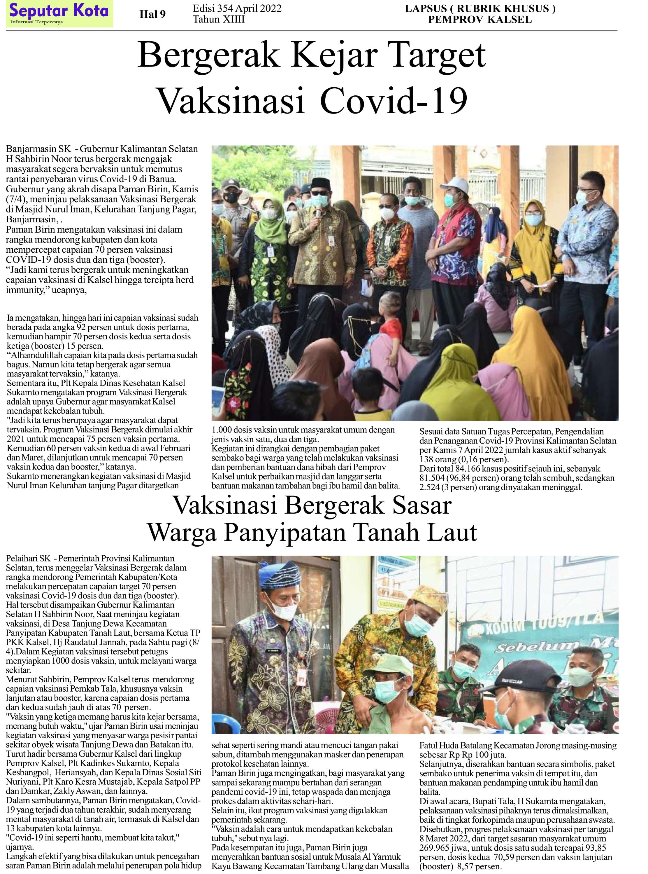 SEPUTAR KOTA HAL 9 APRIL 2022