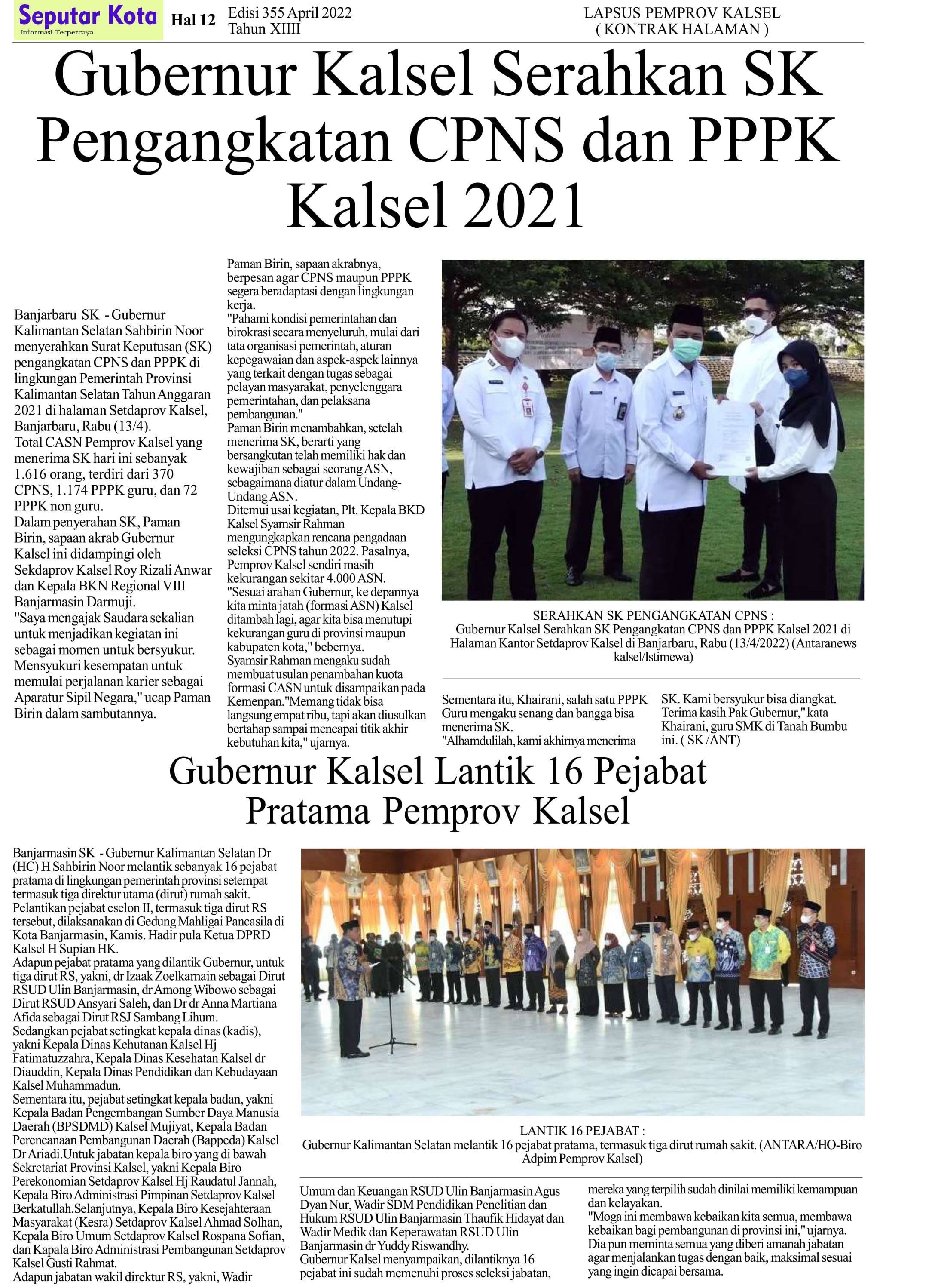 SEPUTAR KOTA HAL 12 APRIL 2 2022
