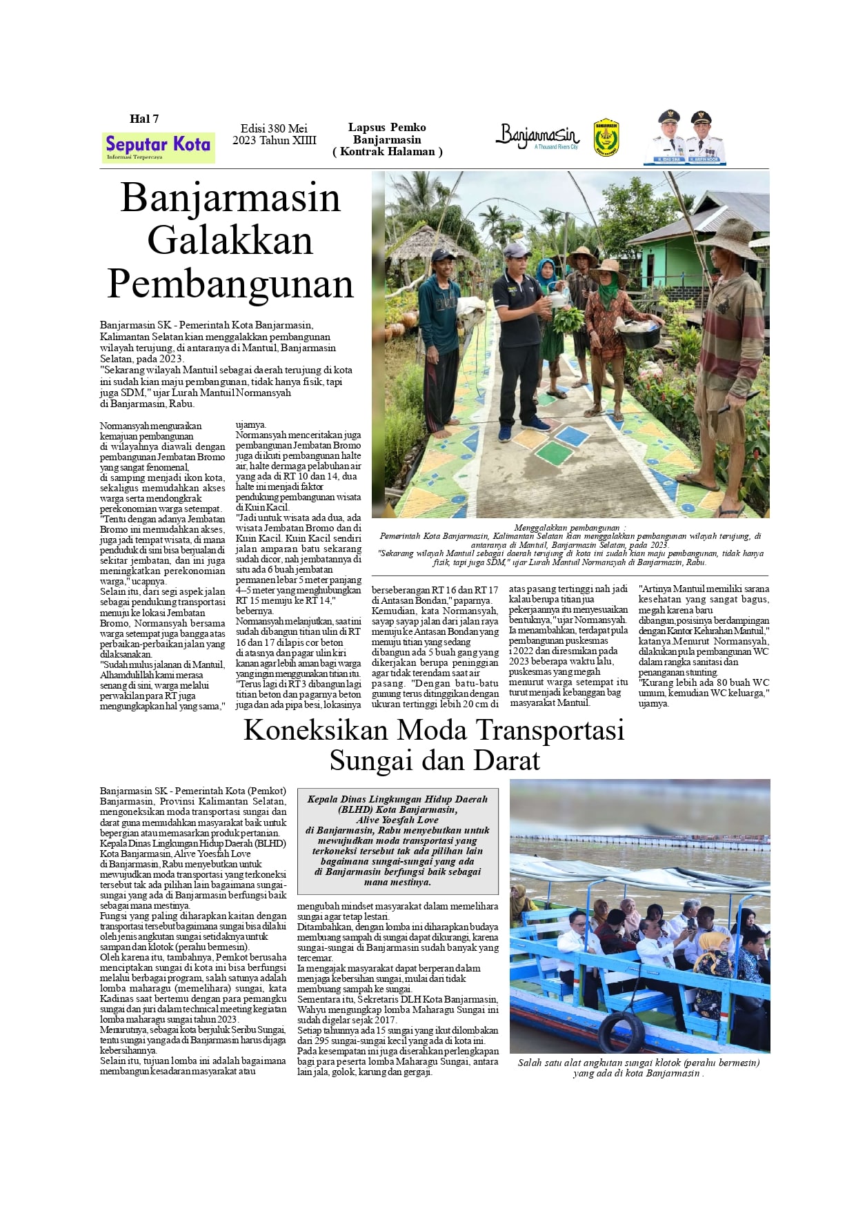 Kontrak Halaman Pemko Banjarmasin Bulan Mei ke 1 di SKM.Seputar Kota edisi 380 Tahun 2023